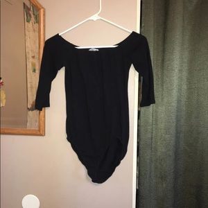 Black off the shoulder body suit